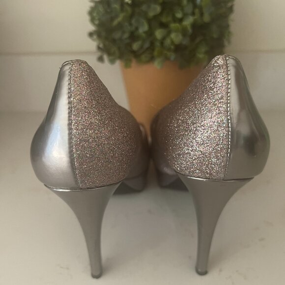 Marc Fisher Tumble Glitter Sparkle Stiletto Heels Pumps Peep Toe Size 10M - Picture 7 of 16